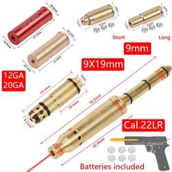 Tactical Red Laser Bore Sight Training Bullet Caliber .223/9mm/12GA/20GA/7.62/.45/.22LR Cartridge Brass Bore Sighter for Hunting