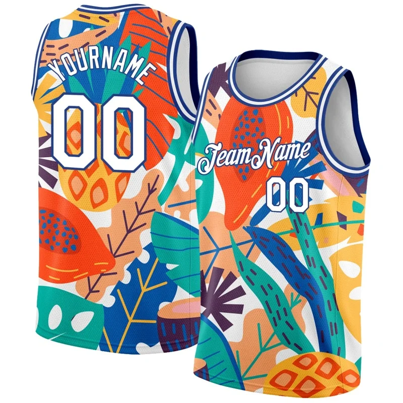 Customized Name Numbers Pattern Tank Tops Men Hawaiian Fruit Coconut Tree Basketball 3D Print Tees Summer Sports O-Neck Vest Top