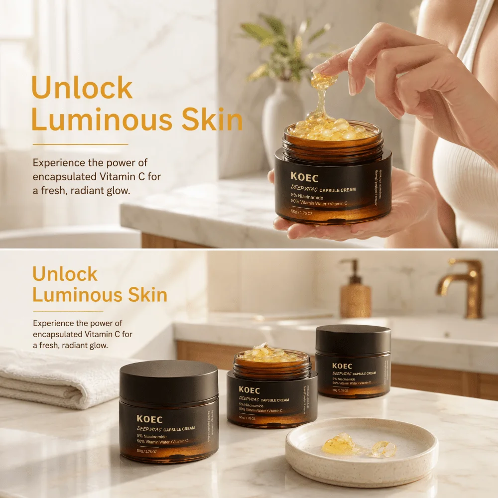 Deep Vitamin C Golden Capsule Face Moisturizer, Helps Smooth Fine-line Appearance, Revitalizes Skin Radiance, Enhances Dull-Looking Skin, Delivers Deep Moisture, Improves Uneven Skin Texture, Korean Daily Skin Care, 1.94 Oz