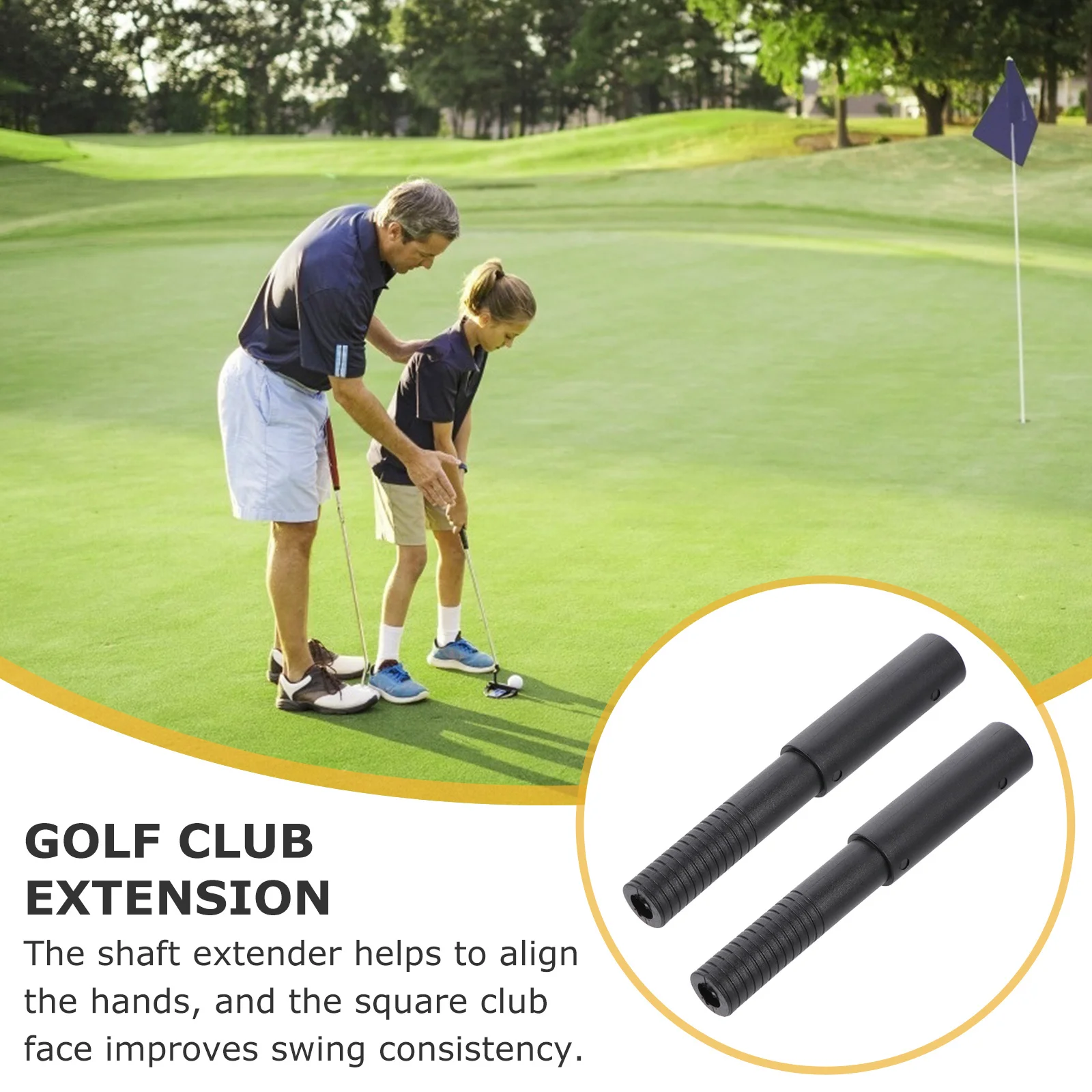 

2Pcs Golf Club Butt Extender PP Shaft Extension Rod Spiral End Lightweight Durable for Steel Wood Putter Extension Rods