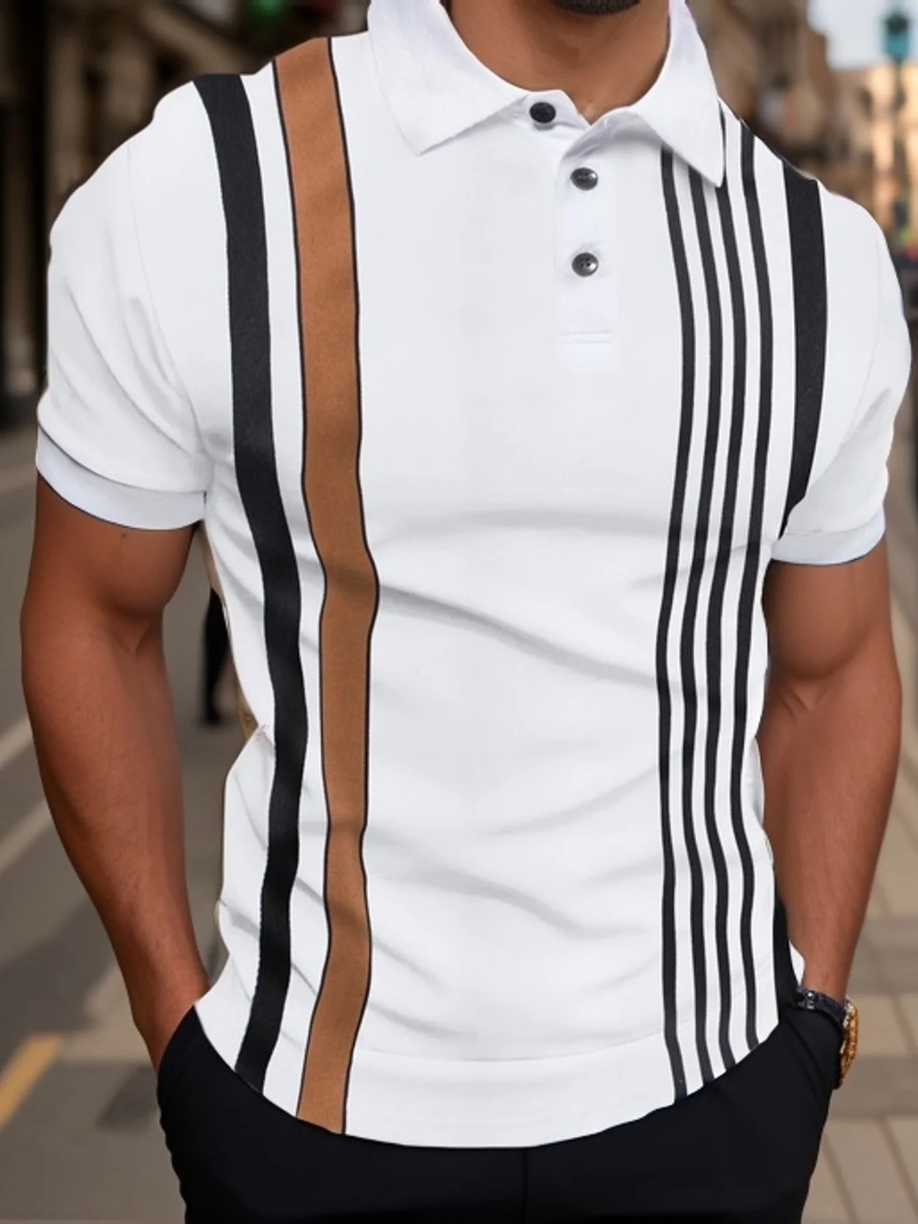 

6 Colors! 2023 New Summer Men's Polo T-shirt Turn-down Collar Striped Breathable Fashion T-shirts Casual Tees pro choice