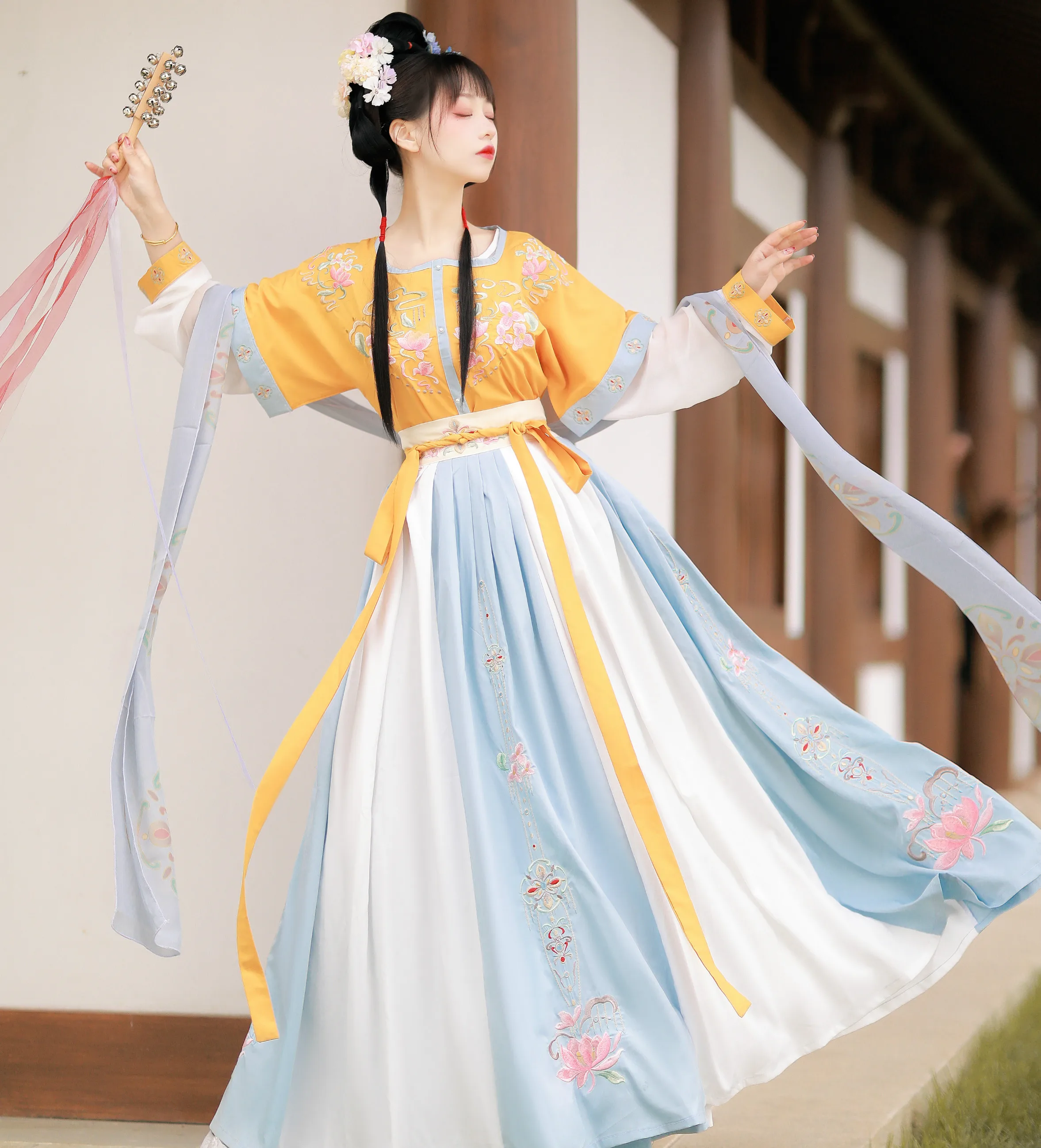 

Original Hanfu Women's Tee-piece Set Summer One-piece Waist-length f-sve Embroidered Clete Spring Summer Autumn Sle