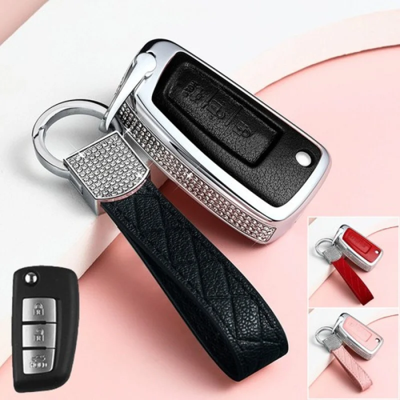 

A + кожаный брелок из цинкового сплава с бриллиантами, чехол для Nissan Kicks Rogue Qashqai