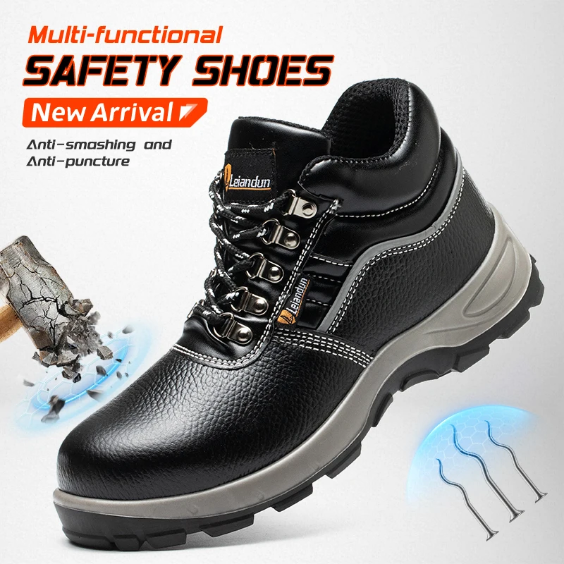 LEIANDUN Men's safety shoes, anti smashing, anti piercing, comfortable shoes, steel toe caps, construction site work shoes