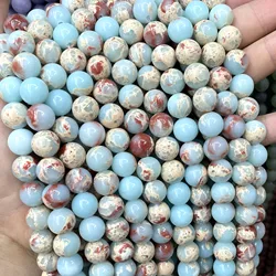 4 6 8 10 12 14MM Natural Stone Blue Snakeskin Jaspers Shoushan Sediment Gem Loose Round Beads For Jewelry Making DIY Bracelet