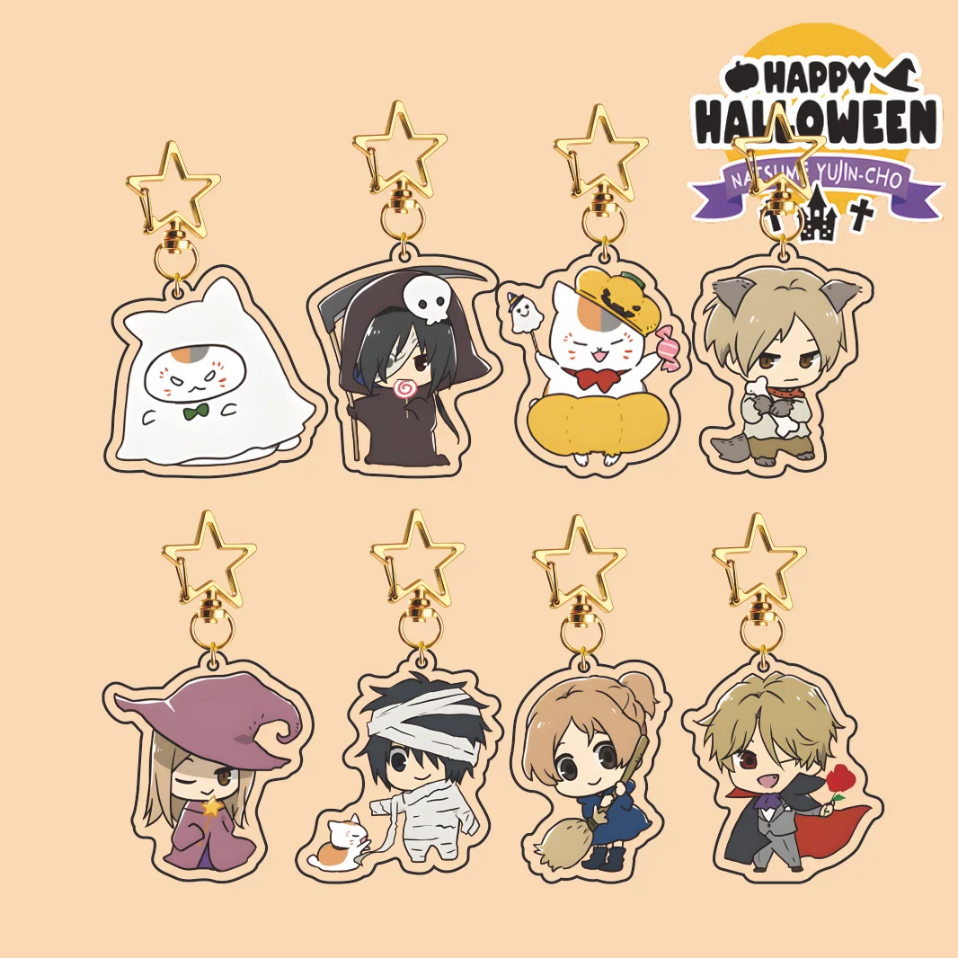 New Anime Natsume's Book of Friends Halloween Series Nyanko Sensei Takashi Acrylic Keychain Star Keyring Bag Pendant Fans Gift
