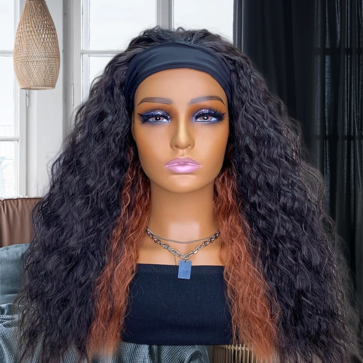 Hoofdbandpruik voor vrouwen Krullend golvend hoofdbandpruiken Watergolfhaar Pruik Synthetische pruiken