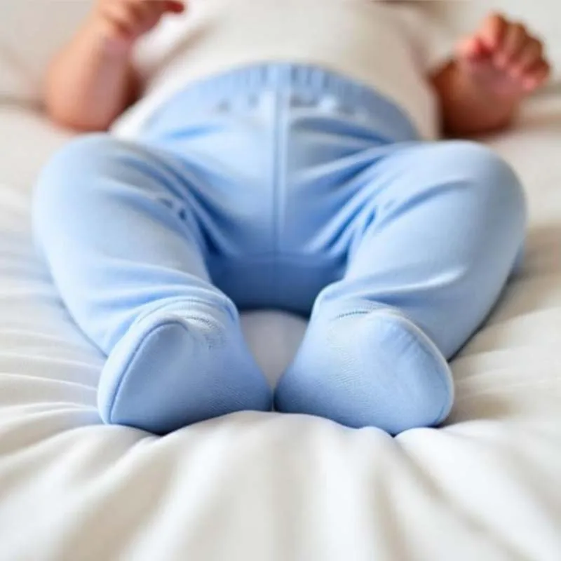 3 개 세트 아기 바지 0 ~ 12 개월 소년 소녀 코튼 레깅스 바지 단색 바인드 발 탄성... - 5