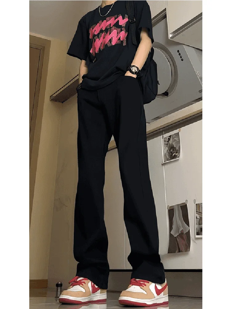 

High Waist Straight Leg Men's Jeans High Elastici Long Trousers Summer American Vibe Bla Denim Jeans for Tall Men