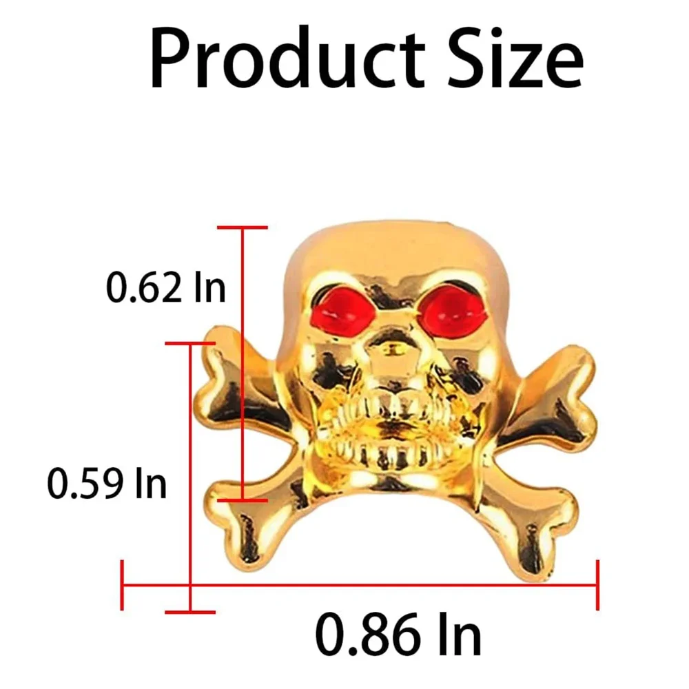 스컬 타이어 밸브 스템 캡 자동차 스템 커버, 녹 방지 구리 코어 에어 캡 커버, 자동차 타이어 휠 먼지 커버 액세서리, 4 개