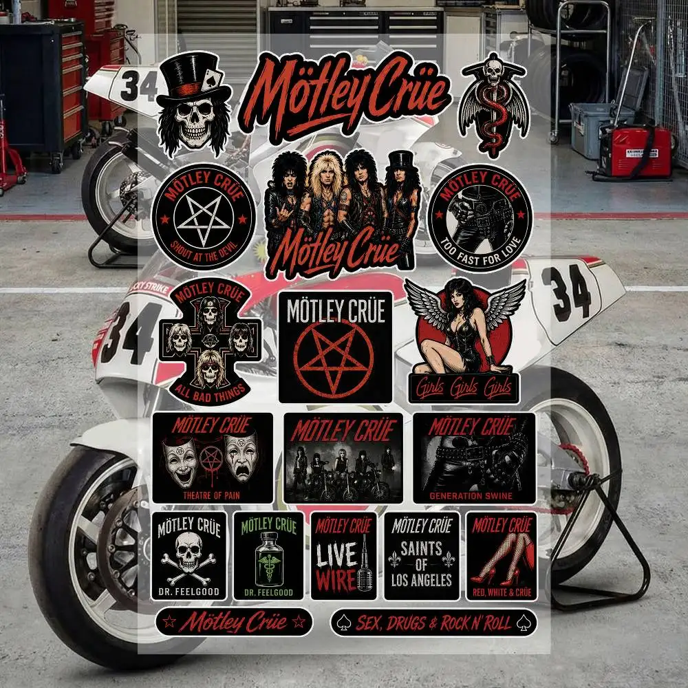 M-O-tLey Crue Waterproof Vinyl Stickers for Car Motorcycle Bike Skateboard Laptop Bottle Phone