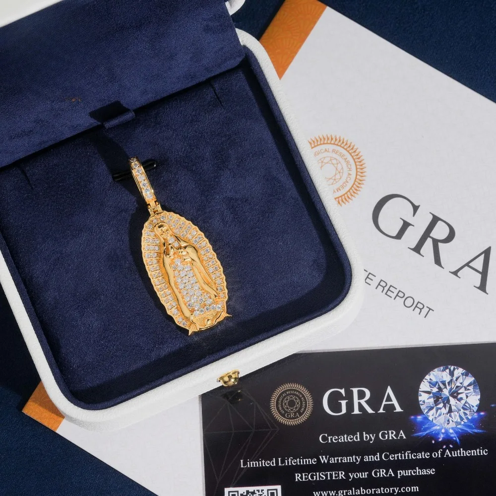 S925 Silver Iced Moissanite Buddha Pendant Hiphop 18K Gold Plated Charm of Tennis Necklace Fit 4-5 mm Chain Pass Tester Gift
