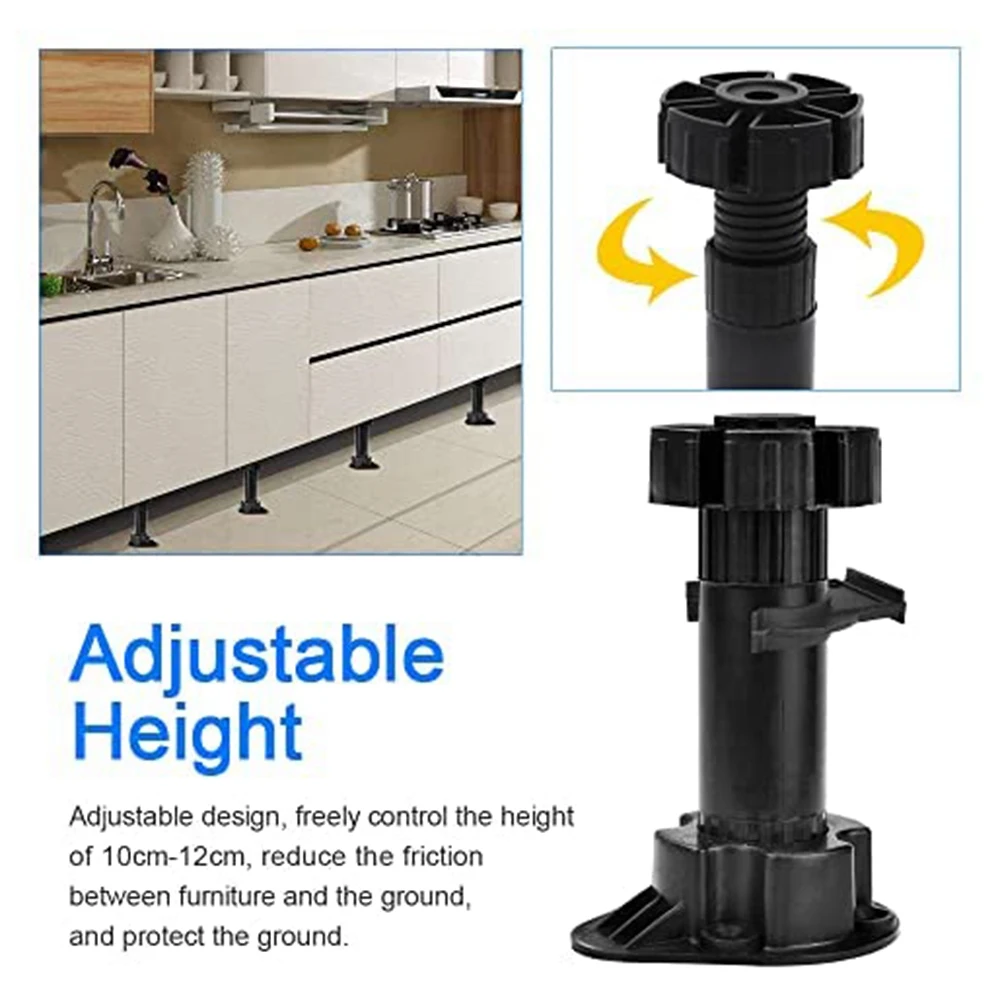 Y67A 20Pcs Furniture Feet Adjustable Cupboard Foot Leg Unit Cabinet Legs with Kick Board Clips for Kitchen Bathroom Cabinet