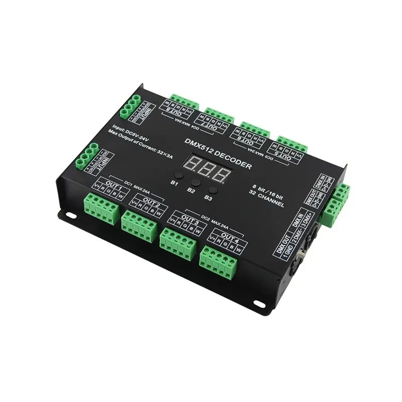

Контроллер LED-декодера A25P RGBW для DMX 512, 32 канала, 96А, DC5-24В, RGBW RGB LED, 8/16 бит, для диммера DMX