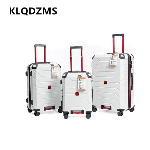 KLQDZMS New Suitcase ABS + PC Boarding Box Large-capacity Trolley Case Three-piece Travel Bag Women's with Wheel Luggage