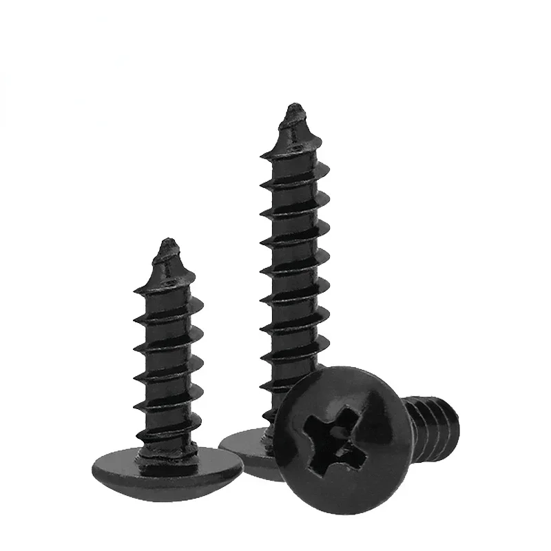 100pcs 5mm Cross Recessed Truss Head Self-tapping Screw Carbon Steel M5 Phillips Mushroom Head Wood Screw 10-40mm 16mm 20mm