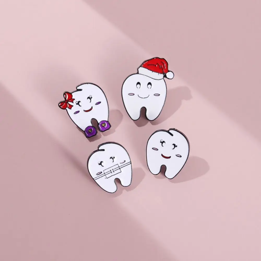 Dripping Oil Smiling Tooth Enamel Pins Cartoon Alloy Funny Teeth Dentist Brooches Variety of Shapes Health Care Jewelry