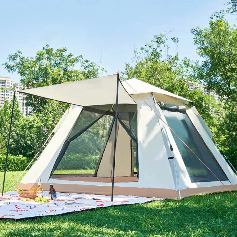 Automatic Quick Open Tent 3-4/4-6 Person Travel Family Sun Shelter Hexagonal Sun-Protection Fishing Tent Outdoor Camping Tent