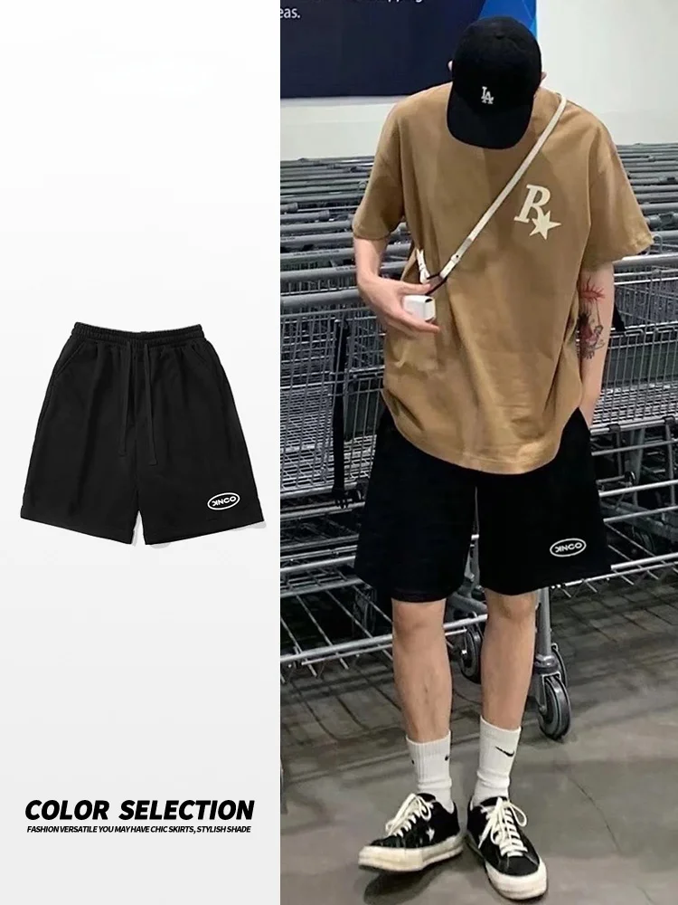 

Мужские летние тонкие спортивные брюки American Sle Sports из чистого хлопка, свободного прямого кроя, повседневные, широкие, длиной до колена