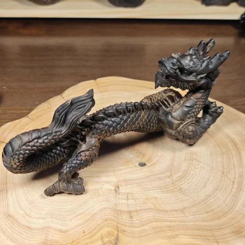 Indonesia Tarakan Carved Dragon Ornaments Length16cmWooden Craftwork Chenlong Year Limited Auspicious Beast Shenlong