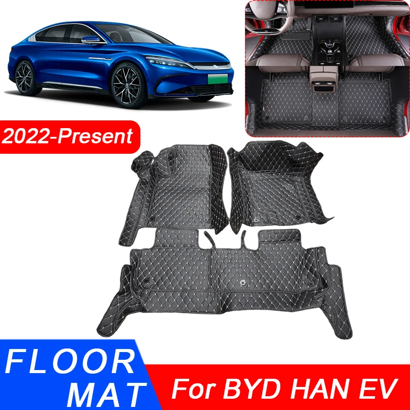 

3D Full Surround Car Floor Mat Protective Liner Foot Pads Carpet PU Leather Waterproof Auto Accessory For BYD HAN EV 2022-2025