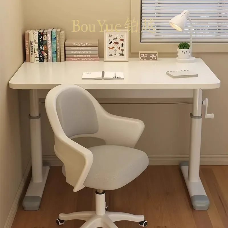 Adjustable Kids Study Desk and Chair Set White Student Writing Table for Homework Ergonomic Large Home Learning Furniture