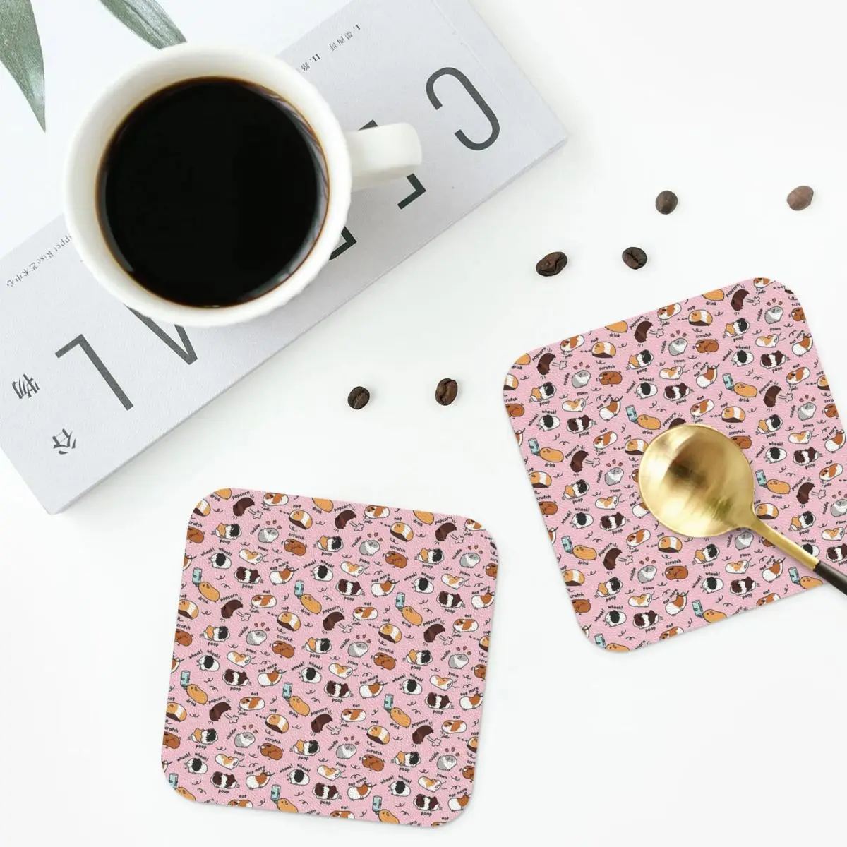Guinea Pig Daily To-Do List Coasters Kitchen Placemats Insulation Cup Coffee Mats For Decor Home Tableware Pads Set of 4