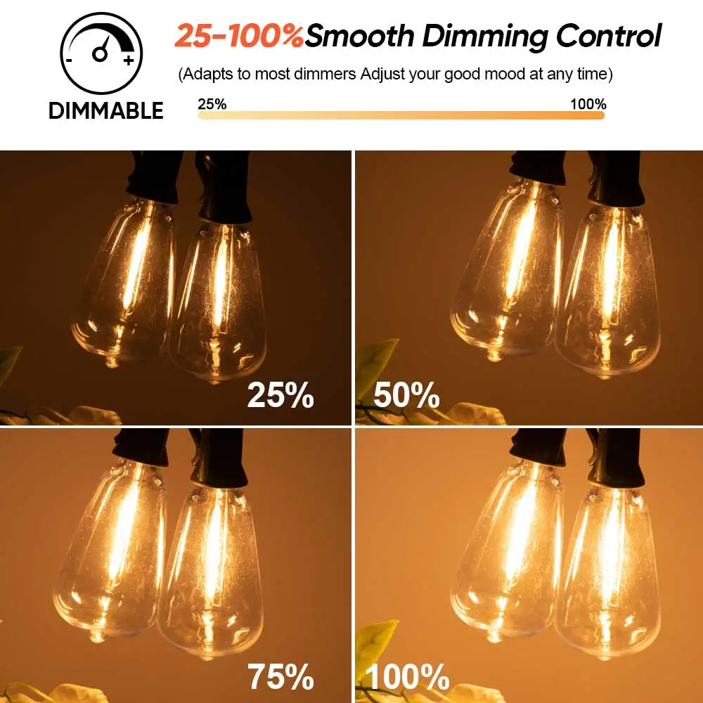 LED في الهواء الطلق سلسلة ضوء 12 فولت الناتج أضواء الفناء مع ST38 خمر لمبة بلاستيكية مقاوم للماء سلسلة أضواء معلقة للفناء الخلفي #5