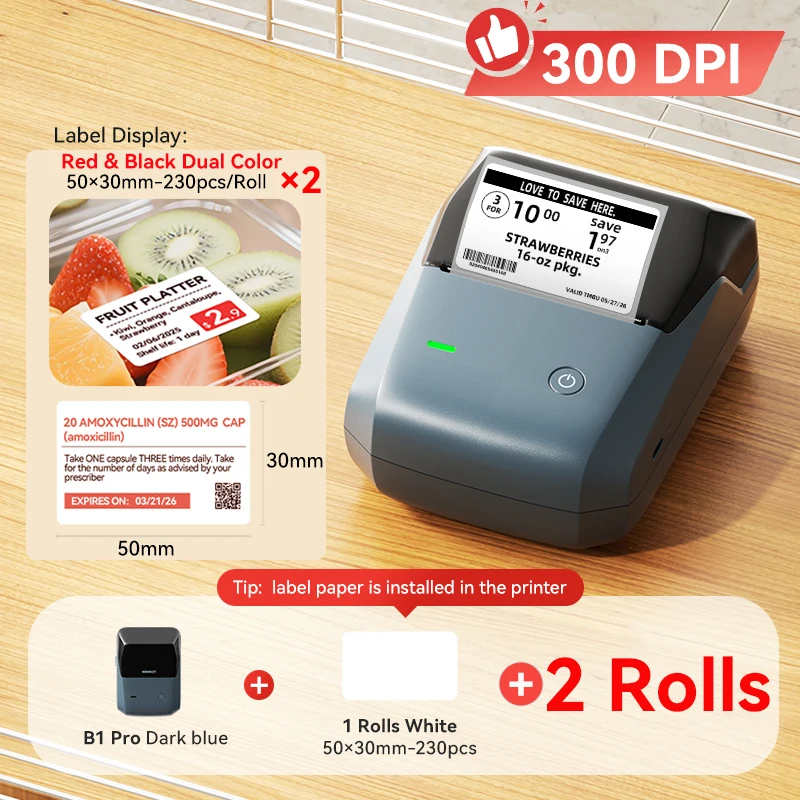 Niimbot B1/B1 PRO Thermische Labelprinter Bluetooth Pocket Label Maker Barcode QR-code Zelfklevende sticker Etiketteermachine - afbeelding 1