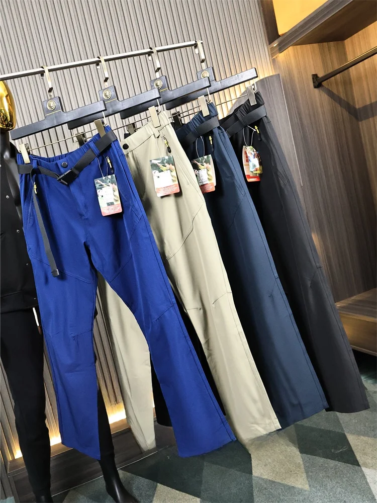 3D Tailored Outdoor Functional Men's Casual Pants Spring Summer Loose Waist Straight Leg Fashionable Waterproof Leisure Trousers