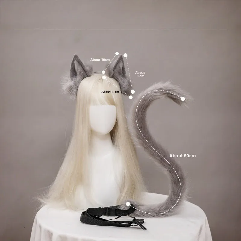 Accesorios de disfraces, orejas de gato, cola de gato, joyería para disfraz hecha a mano, diadema con orejas de Animal simulado, conjunto de accesorios de cola