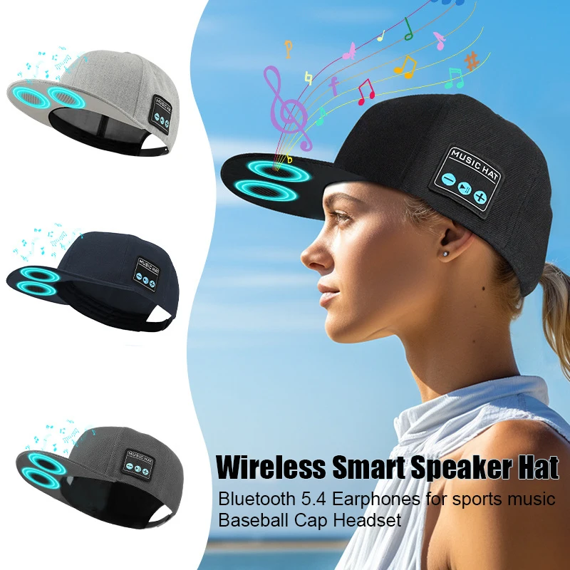 Bluetooth Headphones Hat Wireless Smart Loudspeaker Cap Headset Dual Speaker Outdoor Sports Music Peaked Cap Earphones With Mic