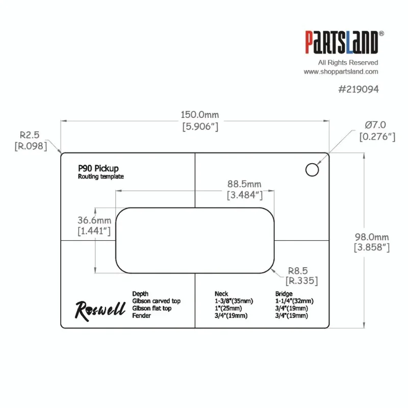 Make an acrylic template for electric guitar, pickup, back compartment, wiring compartment box, bridge opening and slotting.