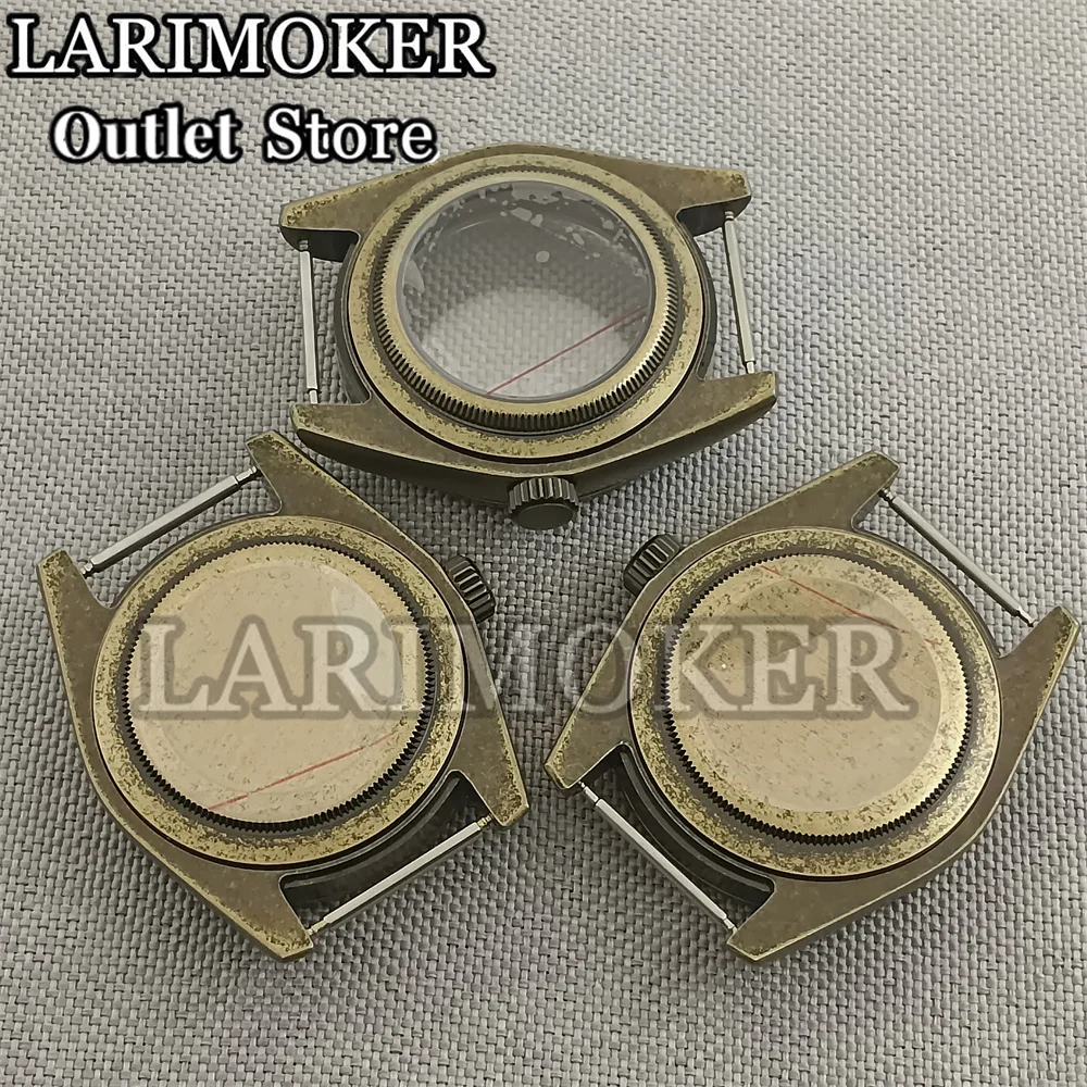 LARIMOKER 39mm Black gold Rose gold bronze coating sapphire glass watch case fit NH35  ETA2824  PT5000 Miyota 9015 movement