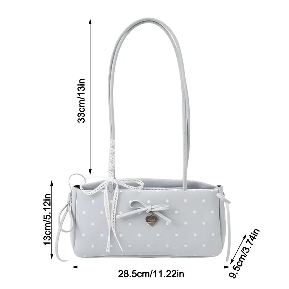 Modische Y2k Kissen-Tasche mit Polka-Dots und Charm-Anhänger, Große Kapazität, Langer Schulterriemen, Schultertasche für Damen – Detail 1