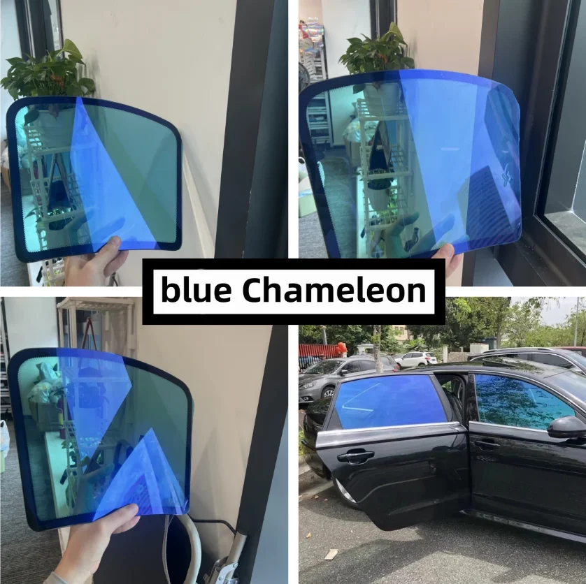

Солнцезащитная пленка VLT 60% «Хамелеон» синего цвета для лобового и заднего стекол автомобиля, тонировка задних окон, защитная пленка для лобового стекла
