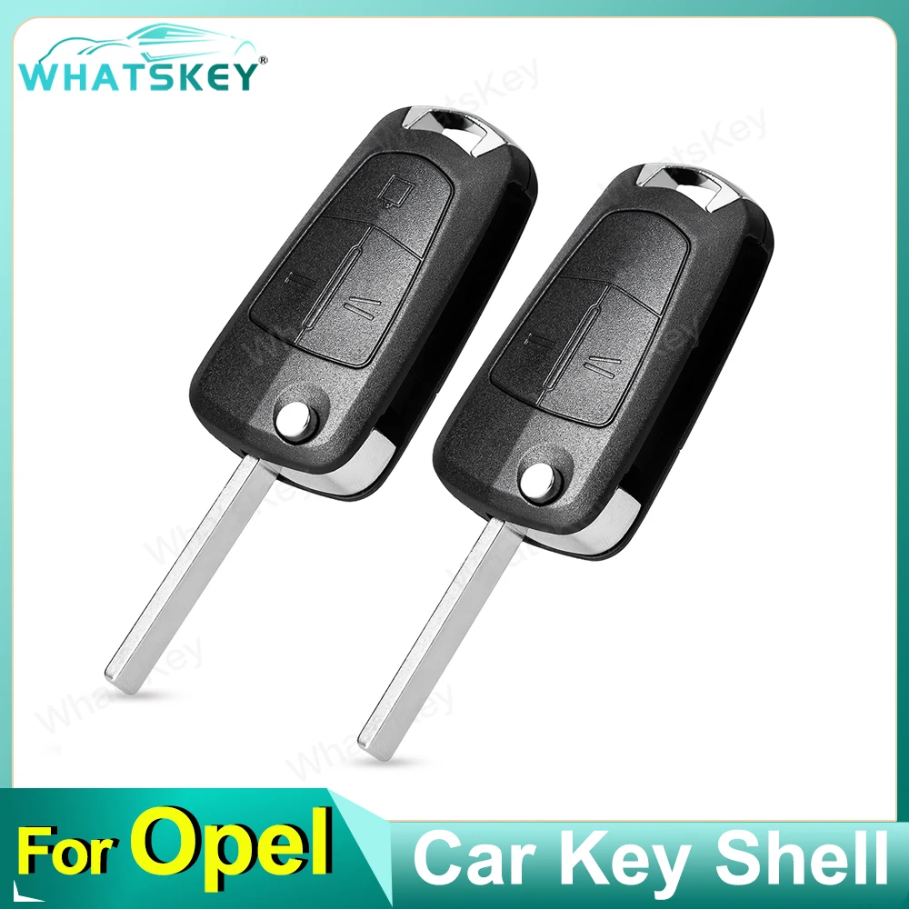 WhatsKey Flip Key Shell For Vauxhall Opel Astra J Corsa D Insignia Vectra C Zafira 2 BNT Remote Key Case Uncut Blade Replacement