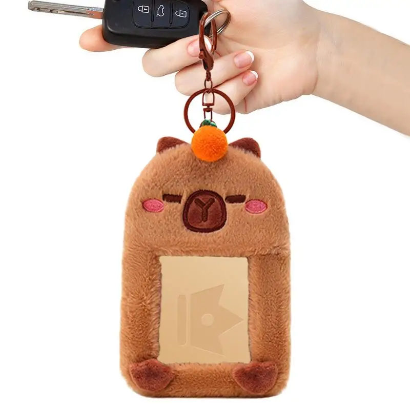 

Cute Cartoon Capybara Plush Card Case Car Keyring Keychain IDCard Holder Kawaiis Photo Card Display Slcard Holder Car Key Holder