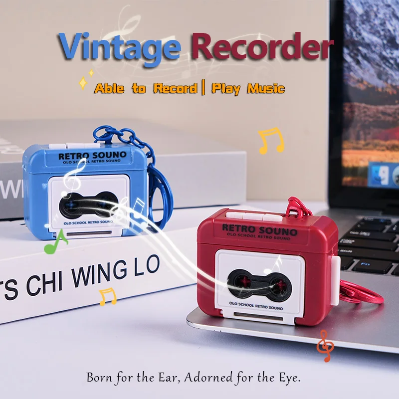 Divertido y creativo Mini grabadora de Radio juguete musical bolso clásico decoración llavero regalo
