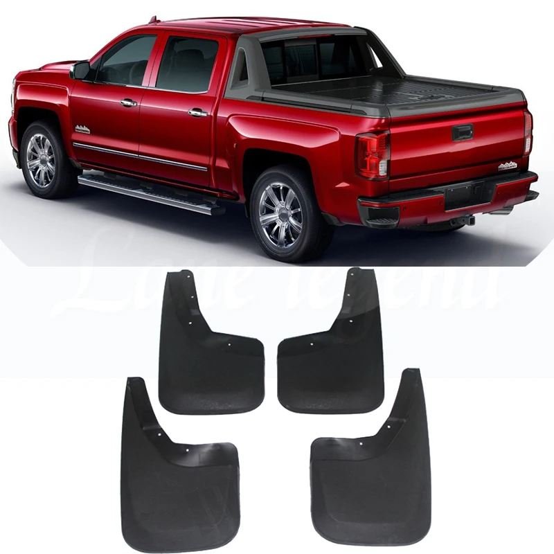 Car Mud Flaps For 14-18 Chevrolet Silverado 1500 Front+Rear Mudflaps Splash Guards Mud Flap Mudguards Fender Styling Set Molded