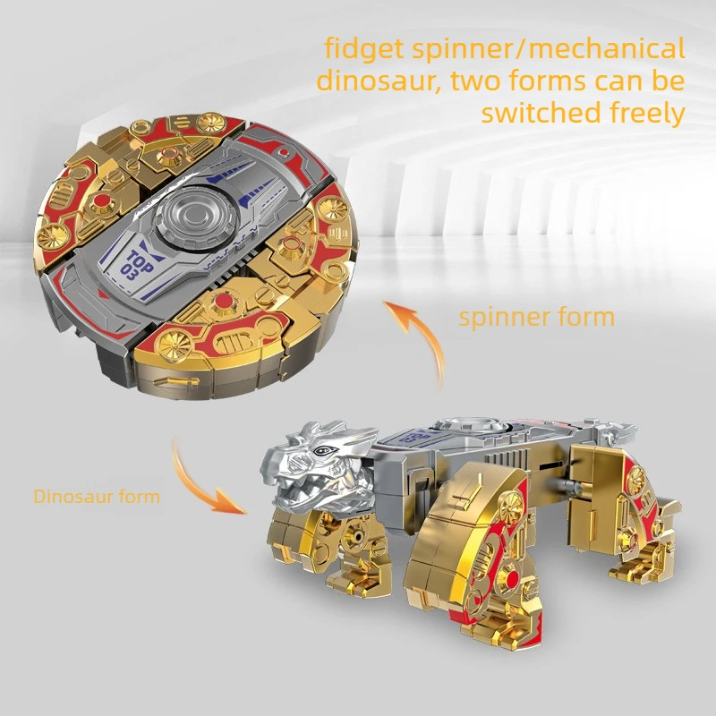 2 in 1 Dinosaur Mecha Battle Vehicle Transforming Fidget Spinner ABS Hand Spinner EDC Stress Relief Toys Adult Fidget Toys