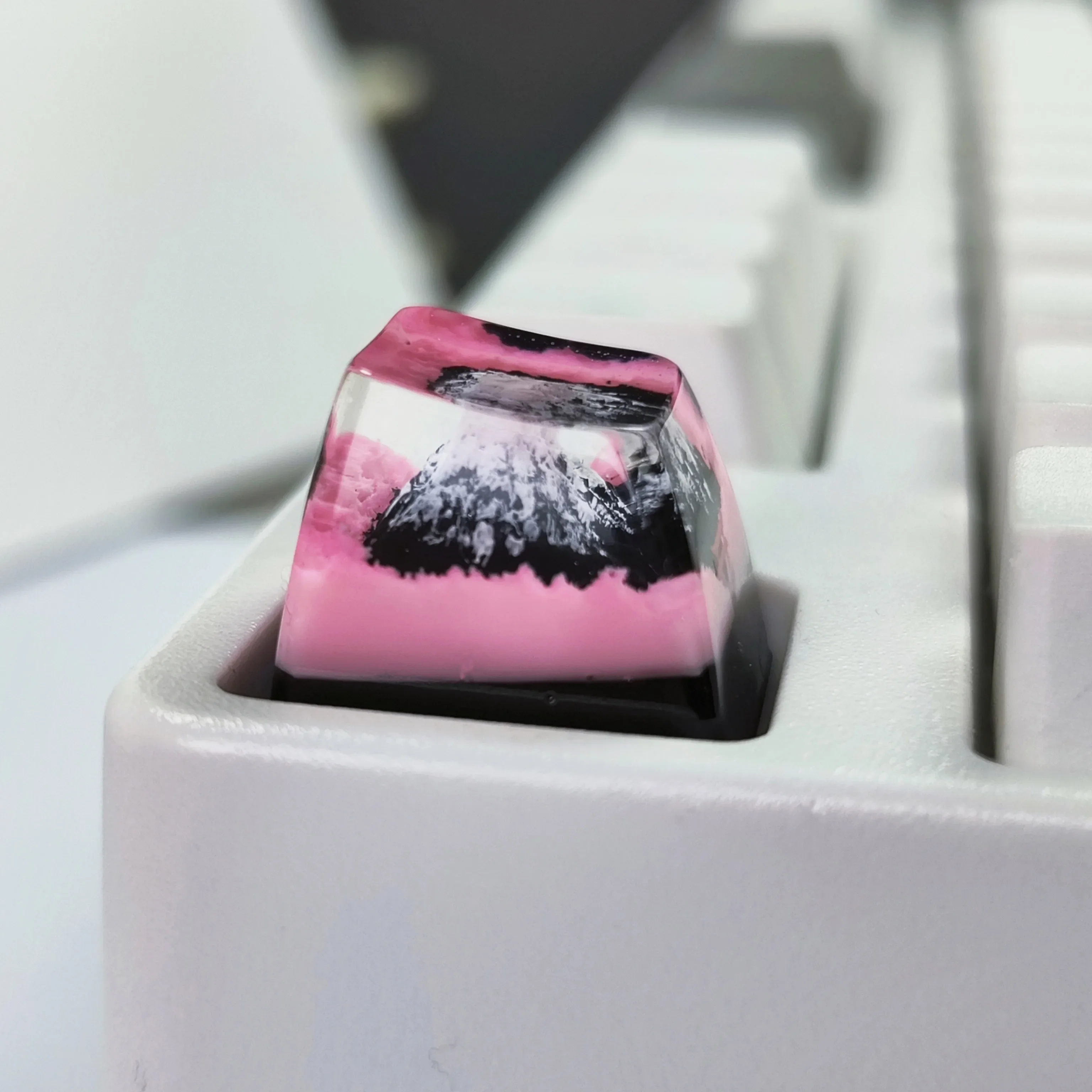 Personalizado Resina Keycap para Teclado Mecânico, DIY Artesão, ESC Key Gift List, Fuji Mountain Keycap Transparente, Masculino