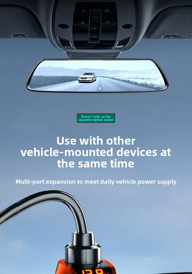 188W Car Charger with QC3.0 & PD20W Fast Charging 3-Port USB Adapter for iPhone Samsung 12V/24V Cigarette Lighter Socket