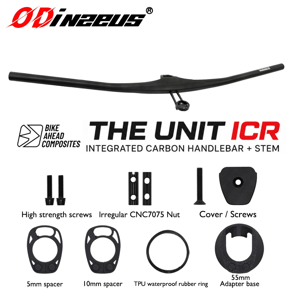 Image of ODINZEUS THE UNIT ICR Leichter Carbon-MTB-Integrierter Lenker für XC Down Country Trail Enduro 44/55/66/77mm 760-800mm