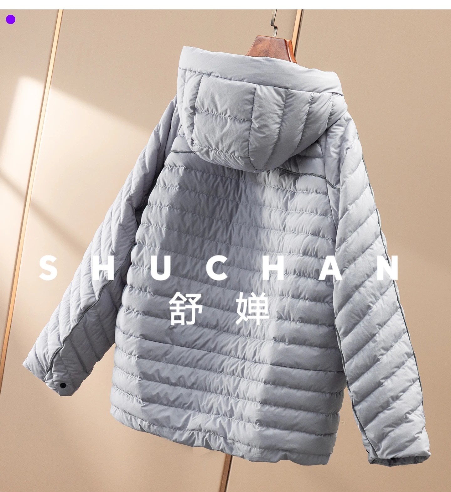 Lekka i ciepła kurtka puchowa z kapturem dla kobiet, wysoka jakość i spokój ducha, 90% biały puch kaczy, model 57E8