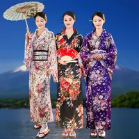 Disfraz de Cosplay, Kimono japonés tradicional, estilo japonés, estampado Floral, Sakura, vestido tipo kimono para niña, elegancia asiática