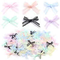 20pcs/lot 3.5x4cm Gauze Bows Colorful Small Size Satin Ribbon Bowknot Flower for Craft Handwork DIY Party Decoration Supplies