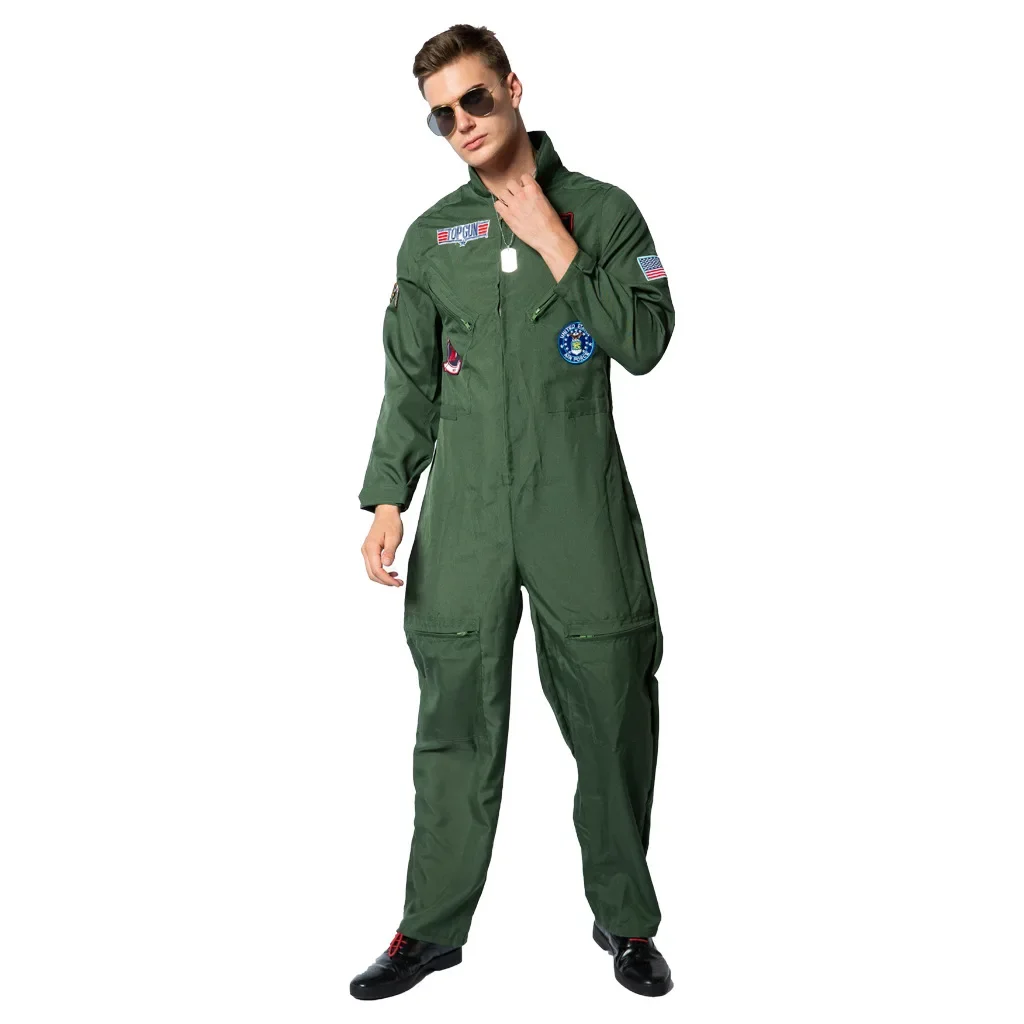 

New Halloween Top Gun Pilot Uniform Jumpsuits Carnival Costumes