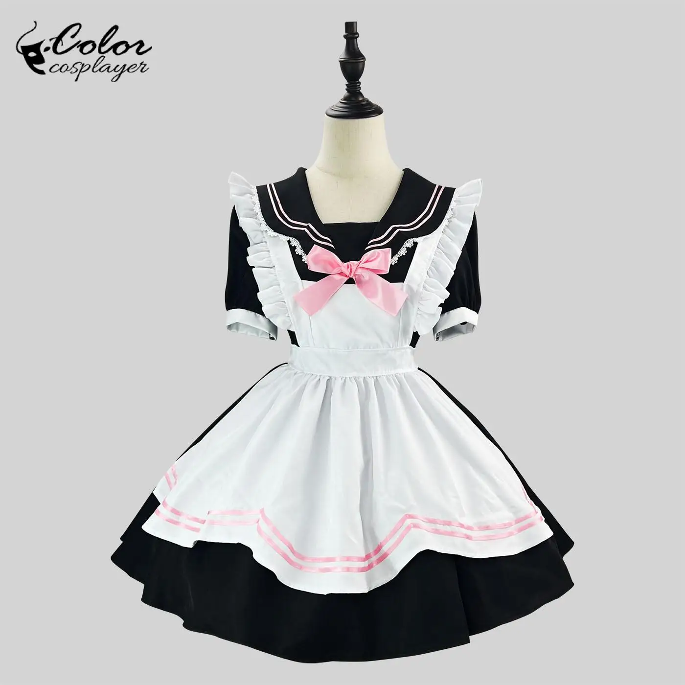 Color Cosplayer Women Lolita Japanese Anime School Uniform Maid Cosplay Costume Seaman Outfit Black Dress with Apron Acgn