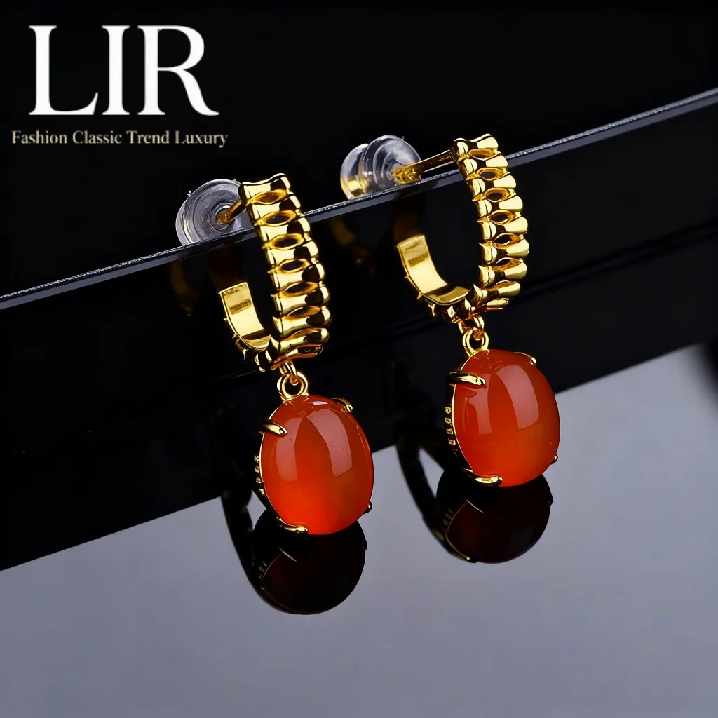 أقراط LIR النسائية: تصميم بسيط على شكل عظمة الثعبان Nanhong الطبيعية الكبيرة |   تتضمن شهادة الأحجار الكريمة